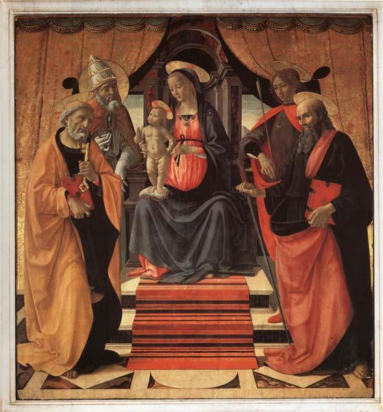 Domenicho Ghirlandaio Thronende Madonna mit den Heiligen Petrus,Clemens,Sebastian und Paulus France oil painting art